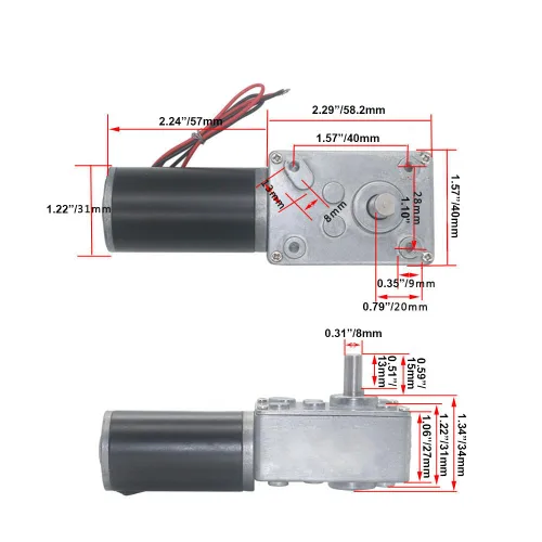 Miniatura 2 de BRINGSMART Motor de engranaje helicoidal de 12V 12rpm DC con controlador de velocidad PWM 73.9 lbs.cm alto par autobloqueo invertido Mini Turbina