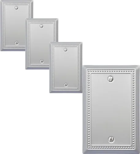 Miniatura 44 de OKAWYC Cubierta de Interruptor de Luz de Tomacorriente Dúplex Individual Belaire de Metal con Cuentas para Pared, Paquete de 4 Latón Antiguo 1 Gang