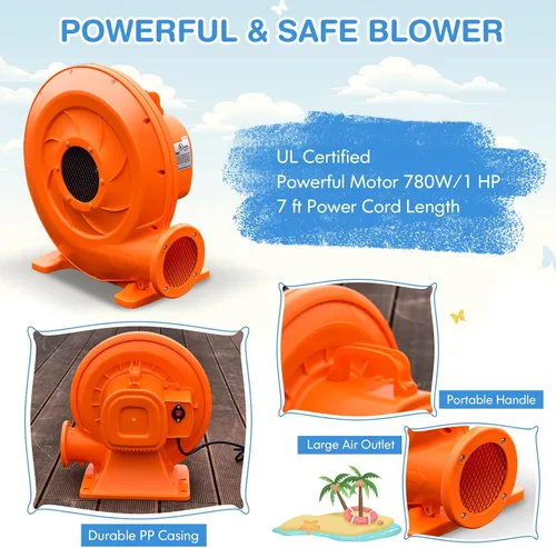 Miniatura 6 de HONEY JOY Toboganes acuáticos inflables, casa de rebote para niños con toboganes largos, pared de escalada y piscina grande para salpicaduras