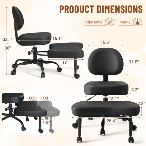 Miniatura 2 de Homall - Silla de oficina de escritorio ergonómica con patas cruzadas y ruedas, giro de 360° y altura ajustable para meditación y TDAH, silla