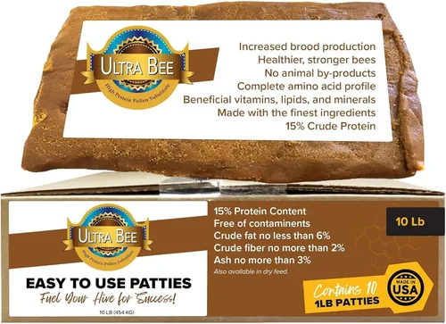 Miniatura 9 de Mann Lake Bee-Pro Patties, Mejoradas con Ayuda Digestiva Pro Health, Impulsa la Producción de Crías, Sustituto Proteico de Polen, 10 Libras