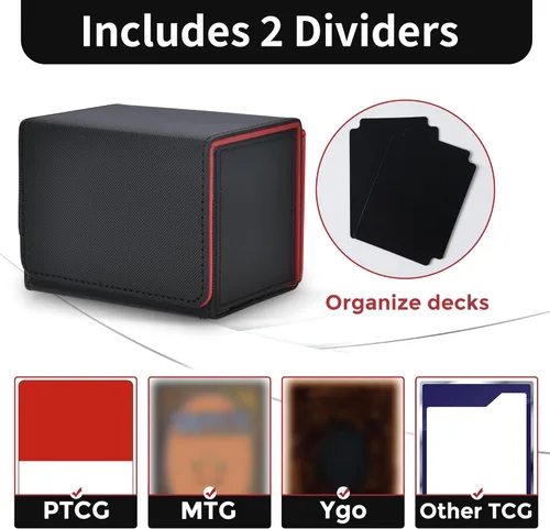 Miniatura 3 de Caja de cubierta MTG con 2 divisores, caja de cubierta Commander de gran capacidad se adapta a más de 80 cartas con funda doble, estuche de cartas