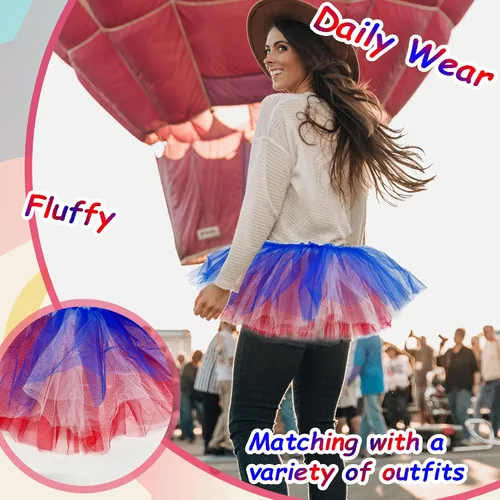 Miniatura 14 de Paquete de 3 faldas tutú para mujeres, adolescentes y adultos, 5 capas hinchadas clásicas de tul para mujeres, ballet, correr, fiesta, disfraz