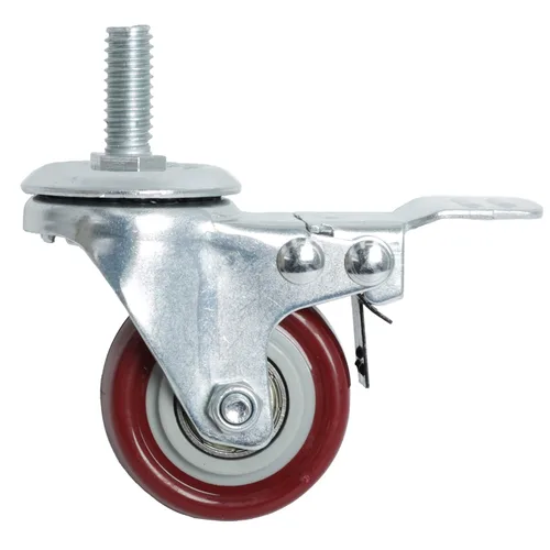 Miniatura 4 de Finnhomy Ruedas giratorias de 2 pulgadas, ruedas de vástago roscado resistentes de 3/8 a 16 x 1 con freno, juego de 4 ruedas de poliuretano de alta