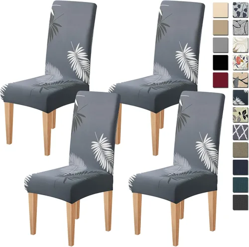 Miniatura 24 de Dioxide Fundas de Silla de Alto Estirar para Sillas de Comedor, Juego de Fundas de Silla de Comedor Lavables de 4, Fundas de Asiento de Silla