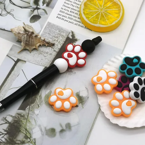 Miniatura 5 de YOKUSHI 14 cuentas focales de silicona para bolígrafos, llaveros y más, 0.98 x 1.18 pulgadas, 3D cóncavo-convexo, sin BPA, con forma de perro gato