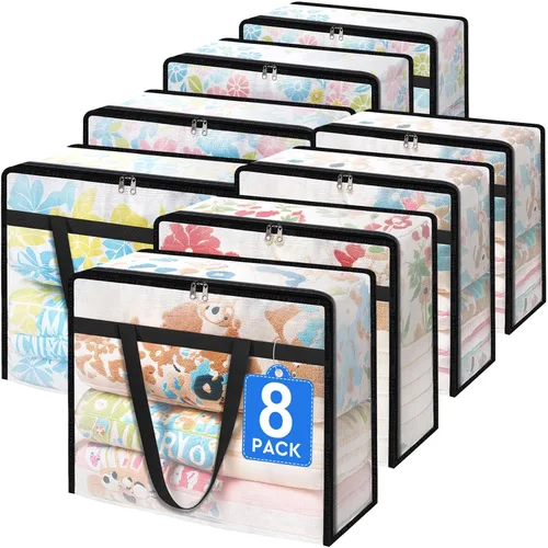 Miniatura 10 de TasticTotes Paquete de 6 bolsas de almacenamiento transparentes para edredón, ropa y ropa de cama, almacenamiento de mantas de plástico