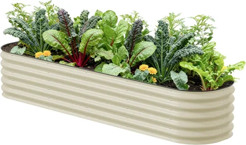 Vego garden Kit de cama de jardín elevada, 17 pulgadas de alto, 9 en 1, 8 x 2 pies, maceta elevada de metal para verduras, flores, jardinera de