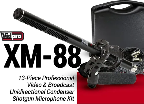 Miniatura 2 de VidPro XM-88 Kit de micrófono profesional de video y difusión de escopeta, 13 piezas, XLR, aleación de aluminio, para grabación, transmisión
