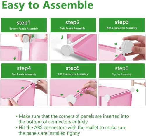 Miniatura 7 de C&AHOME Organizador de almacenamiento de cubos, unidades de estantes de 6 cubos, gabinete de clóset, estantería modular de plástico para armar, Rosa