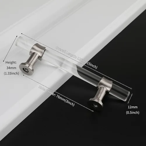 Miniatura 12 de Goldenwarm Paquete de 10 Pomos Dorados para Gabinete de Acrílico, Pomos para Cajones Decorativos de Acrílico Transparente en Forma de T, Herrajes
