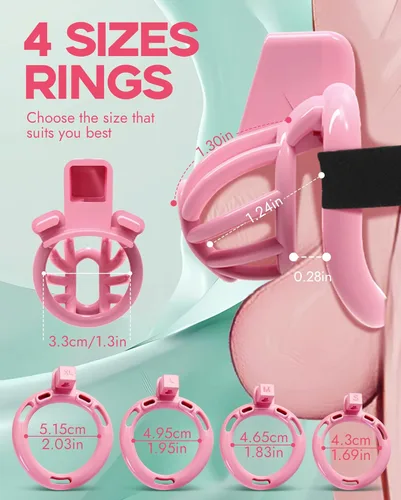 Miniatura 5 de Cinturón de Castidad Masculino Jaula para Pene - UTIMI Dispositivos de Correa de Castidad de Plástico Ajustable para Hombre Sissy Jaula de Ejercicio