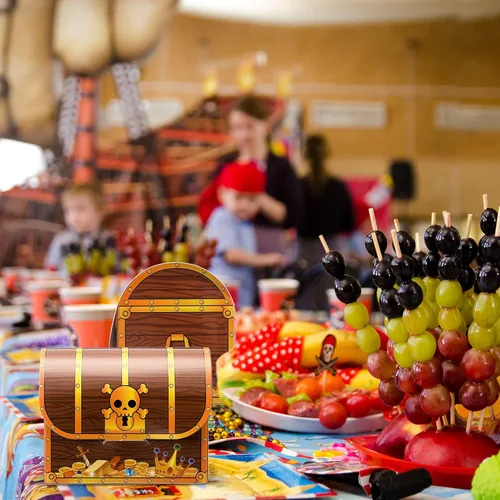Miniatura 4 de Chinco Cofre de tesoros de cartón, cofre del tesoro pirata, caja de regalos para Halloween, juego de pirata, fiesta temática de piratas