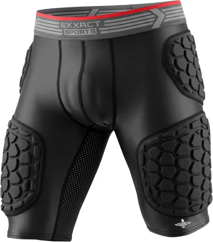 Exxact Sports Elite - Faja de fútbol para adultos con 5 almohadillas para hombres con bolsillo para tazas, pantalones cortos de compresión