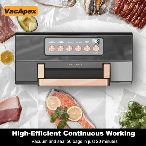 Miniatura 4 de Máquina selladora al vacío de alimentos de precisión 5.0, Máquina selladora al vacío completamente automática comercial, potente sistema de sellado