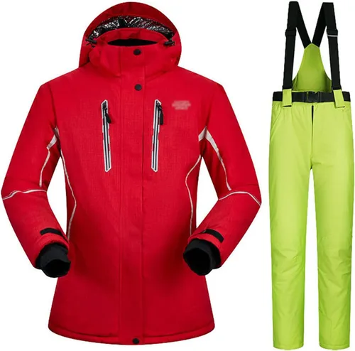 Miniatura 15 de Conjunto de chaquetas y pantalones de esquí para mujer, invierno al aire libre, talla grande, trajes de esquí cálidos con capucha, trajes de nieve E