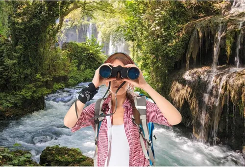 Miniatura 3 de Fondos de vinilo de bosque verde de 9 x 6 pies para fotografía, paisaje de montaña y agua, hermosa cascada y río, árbol antiguo al aire libre