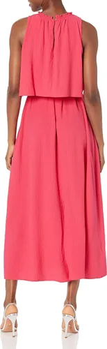 Miniatura 2 de Calvin Klein Vestido sin mangas con volantes plisados laterales para mujer