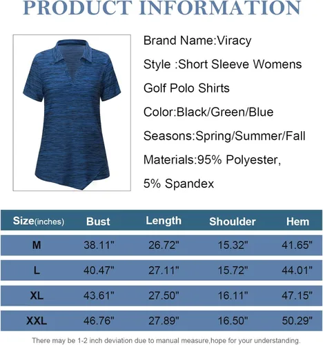 Miniatura 4 de Viracy Polo de golf con cuello en V para mujer, manga corta, secado rápido, para entrenamiento