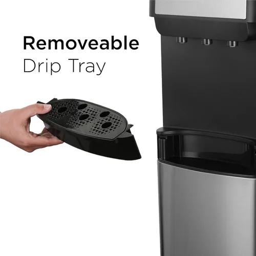 Miniatura 8 de Commercial Cool Dispensador de agua de carga inferior, para botellas de agua de 3 o 5 galones, color negro con puerta y borde de acero inoxidable