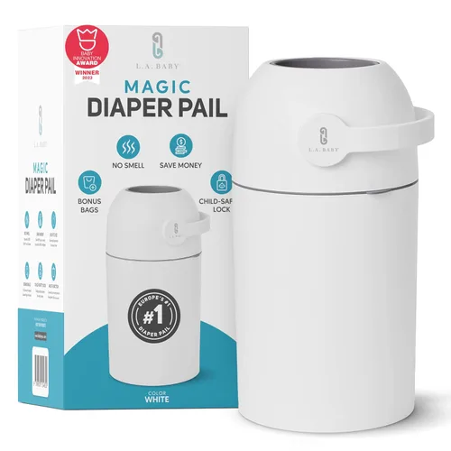 Miniatura 8 de L.A. BABY Magic - Cubo para pañales – Sistema patentado 100% libre de olores con bloqueo seguro para niños – Diseño galardonado – No requiere Verde