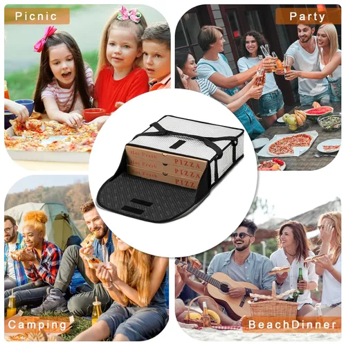 Miniatura 6 de Bolsas de pizza iceMi para entrega 22" X 22" X 5" - Libres de humedad, calentador de pizza térmico profesional, portacomida resistente, adecuado