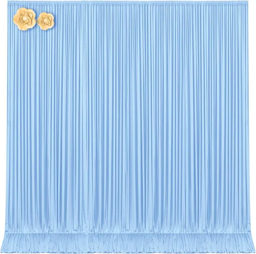 Cortinas tipo telón de 10x12 de color azul bebé para fiesta de boda, cortinas tipo telón sin arrugas, cortinas tipo telón de tela para decoración,