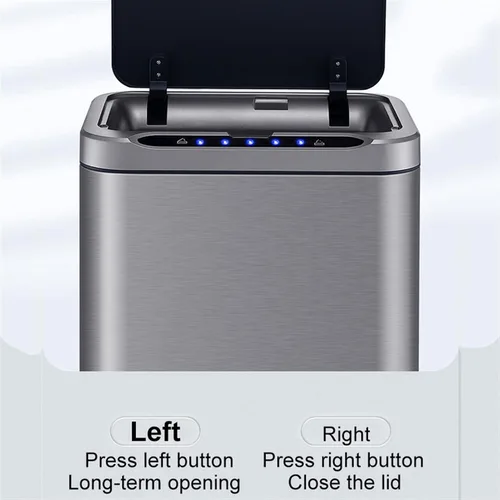Miniatura 4 de BONAD Basurero de cocina de 13 litros de gran capacidad, inteligente para cocina, de acero inoxidable, sensor automático, cubo de basura
