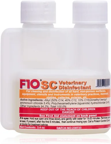 F10 SC - Desinfectante y limpiador veterinario concentrado para perreras, caja de arena, jaulas, terrarios, hábitats, prácticas veterinarias - 3.4