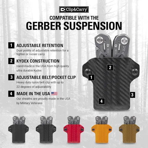 Miniatura 2 de Clip & Carry Kydex - Funda multiherramienta para suspensión Gerber, fabricada en Estados Unidos, cubierta de funda multiherramienta EDC, fibra