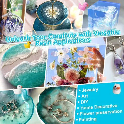 Miniatura 6 de Teexpert Resina epoxi transparente como cristal: kit de resina epoxi de 2 galones, resina de fundición no tóxica, alto brillo para fundición, arte