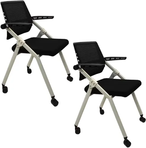 Miniatura 10 de 【1 unidad】 Silla ergonómica con ruedas giratorias de malla para anidación de invitados, apilamiento para oficina, escuela, aula, entrenamiento