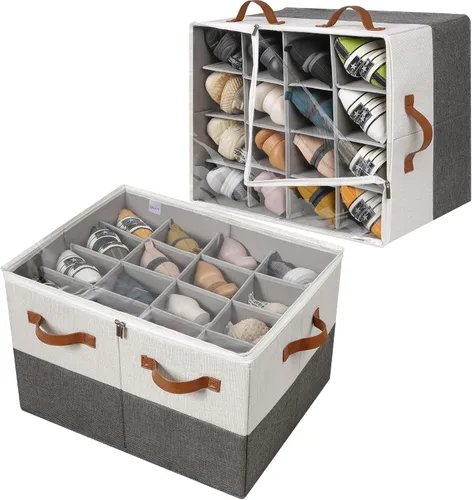 Miniatura 20 de TOPIA HOME Organizador de zapatos para armario, caja de zapatos plegable con divisores ajustables y cubierta transparente, organizador