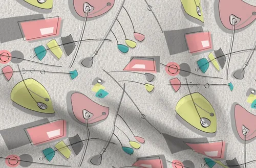 Tela Spoonflower – Mediados de siglo moderno colores pastel de la época atómica inspirado retro vintage impreso en tela de gasa por The Yard –