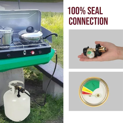 Miniatura 4 de Adaptador de tanque de propano de ajuste universal de 100 libras que convierte POL a QCC1 / Tipo 1 con adaptador de manguera de propano de calibre
