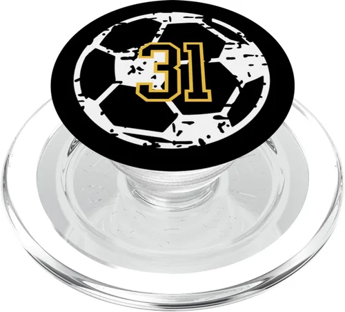 Miniatura 7 de Número #31 Jugador de fútbol amarillo negro número 31 PopSockets intercambiables PopGrip