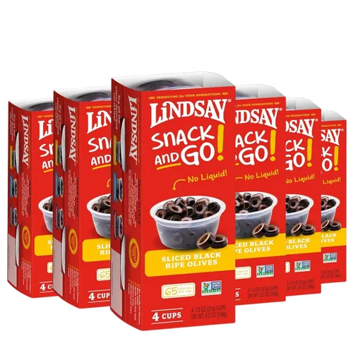 Miniatura 7 de LINDSAY Aceitunas Kalamata griegas sin hueso Snack and Go, caja de 4 (16 tazas de aperitivo)