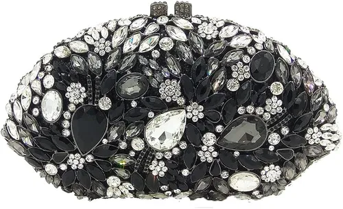 Boutique De FGG Bolsos de noche de flores y embragues para mujer, bolsos formales de diamantes de imitación, bolsos de mano de cristal de boda
