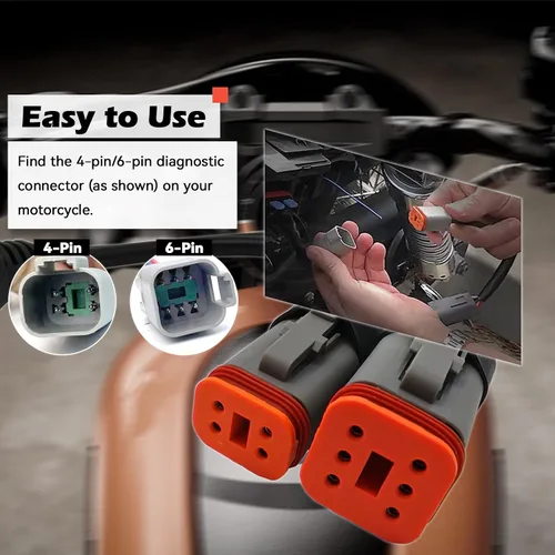Miniatura 3 de Adaptador OBD2 para Harley 2 en 1 [4 pines + 6 pines] a cable de diagnóstico de motocicleta de 16 pines, conector de herramienta de escáner