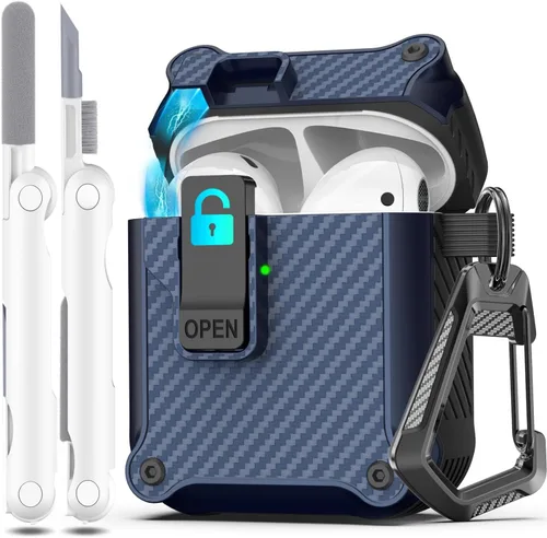 Miniatura 86 de R-fun - Funda para audífonos compatible con AirPods de 4.ª generación 2024, cubierta protectora de expulsión automática a prueba de caídas, puerto