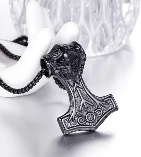 Miniatura 2 de Collar con colgante de martillo Thors Mjolnir de acero inoxidable para hombre