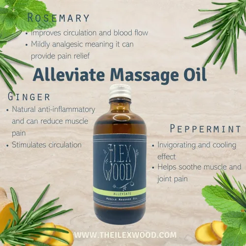 Miniatura 2 de The Ilex Wood - Aliviar - Aceite de masaje muscular natural vegano, hecho a mano - 3.38 fl oz (3.4 fl oz)