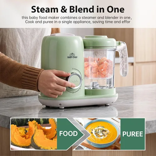 Miniatura 3 de AMZBABYCHEF Fabricante de Alimentos para Bebés, Procesador de Alimentos para Bebés y Vaporizador 4 en 1, Mezclador de Puré, Fabricante de Puré