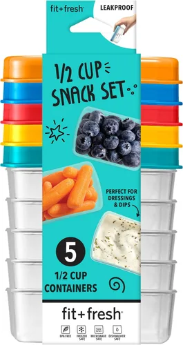 Miniatura 8 de Fit & Fresh Stak Paks - Juego de recipientes de 1 taza para niños, color verde