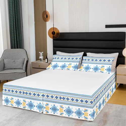 Miniatura 3 de Falda de cama con estampado azteca, tamaño individual, falda de cama de retazos geométricos abstractos para niños, niñas, adultos, decoración