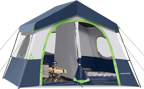 Miniatura 7 de HIKERGARDEN - Tienda de campaña para 6 a 8 personas, tienda de campaña familiar portátil para campamento, tienda de campaña de tela resistente al