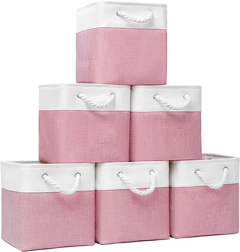 Miniatura 9 de Cubos de almacenamiento, cubos de almacenamiento plegables de tela, cubos de almacenamiento de 11 pulgadas con asas, cubos de almacenamiento Negro