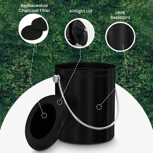 Miniatura 5 de Utopia Kitchen Cubo de compostaje para encimera de cocina, cubo de compostaje de 1.3 galones para cocina con tapa, incluye 1 filtro de carbón