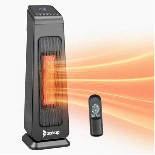 Miniatura 9 de ROVSUN Calentador de espacio eléctrico de 24 pulgadas con control remoto y APP, calentador de torre portátil de 1500 W con oscilación