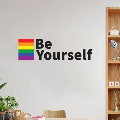 Calcomanía de pared de Orgullo Gay LGBT Mismo-Sexo Gay removible, calcomanía de vinilo extraíble Be Yourself LGBTQ, murales artísticos de pared con